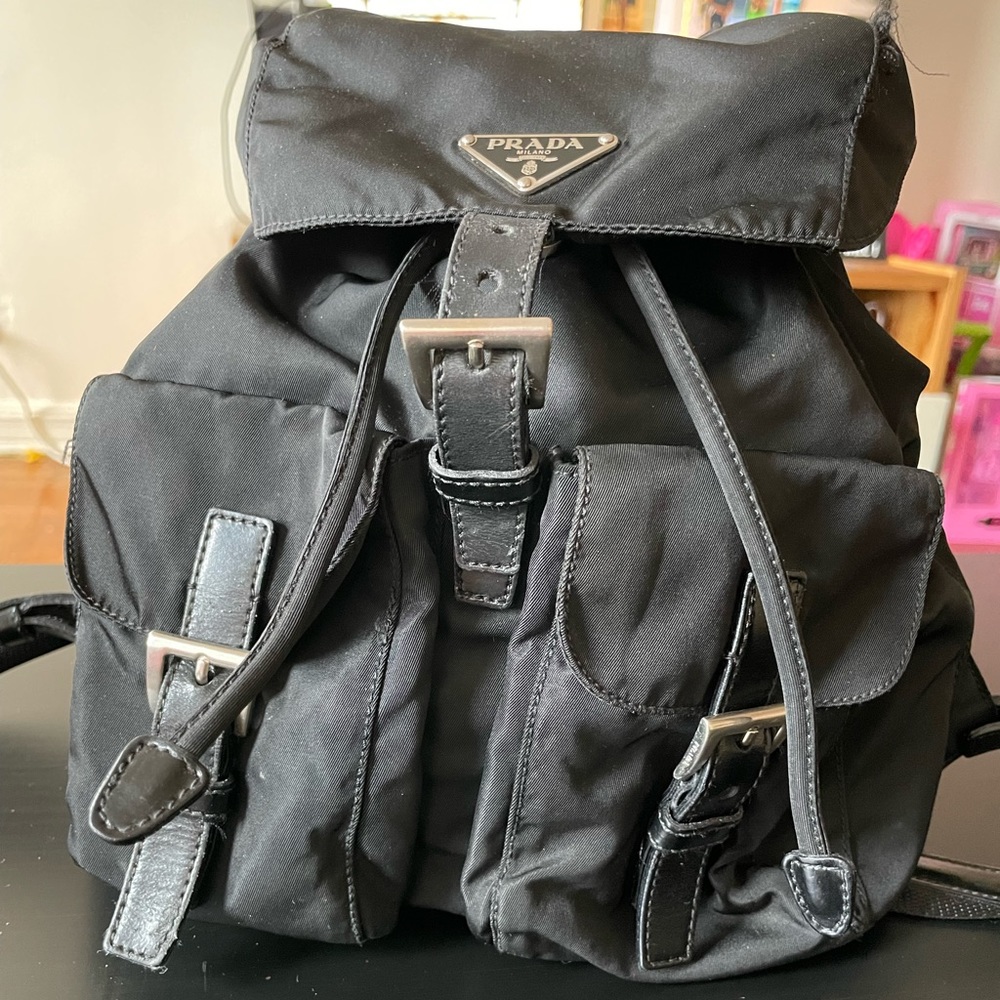 Prada Double Front Pocket Backpack Tessuto Medium